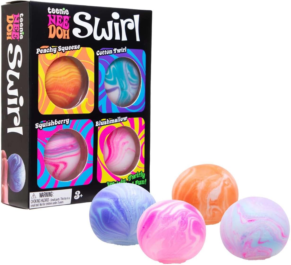 Schylling NeeDoh Teenie Swirl 4 Pack - Sensory Squeeze Toy - 1.5″ in Diameter - Colors May Vary - Image 3